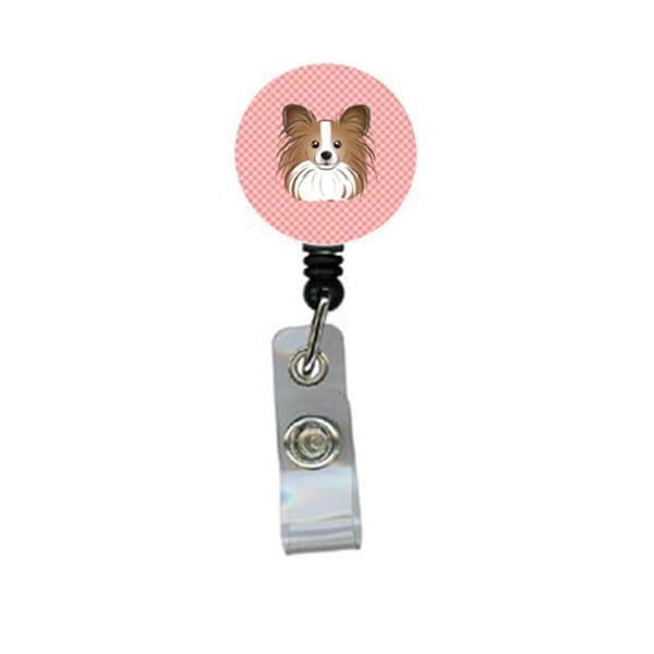 Teacher&Aposs Aid Checkerboard Pink Papillon Retractable Badge Reel TE2916532 - main